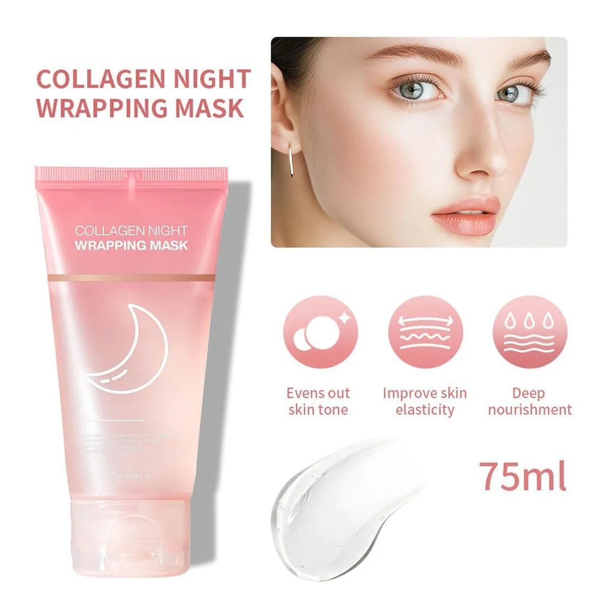 Collagen Mask Bottle and Texture