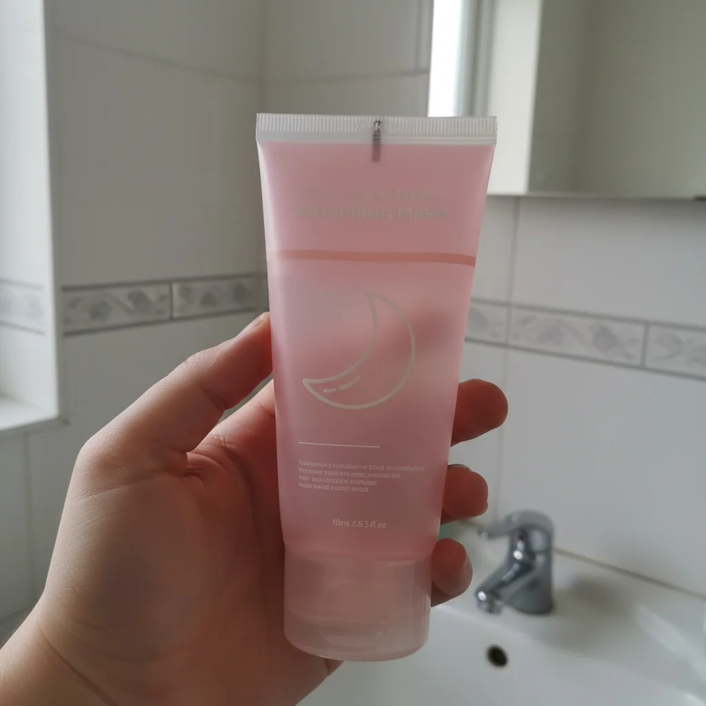 Customer Sarah using skincare in bathroom